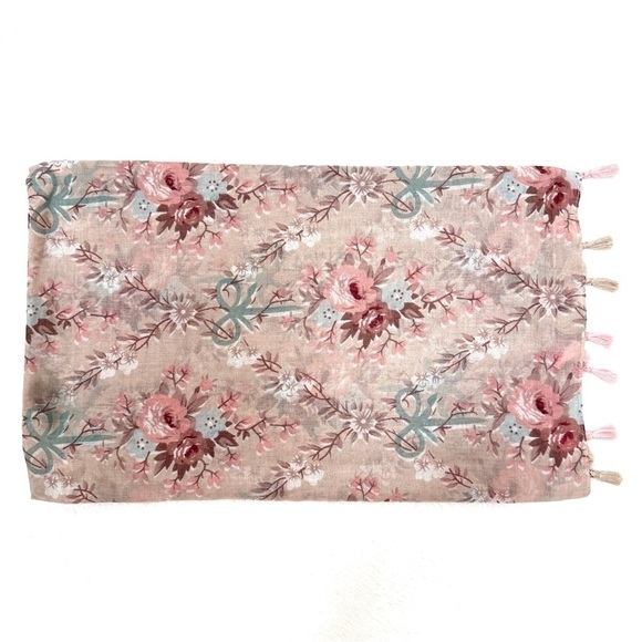 Luxury Tassel Floral Print Scarf Shawl - Picture 5 of 5